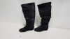 8 X BRAND NEW BLACK SUEDE BOOTS IN VARIOUS SIZES RRP £60.00