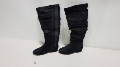 8 X BRAND NEW BLACK SUEDE BOOTS IN VARIOUS SIZES RRP £60.00