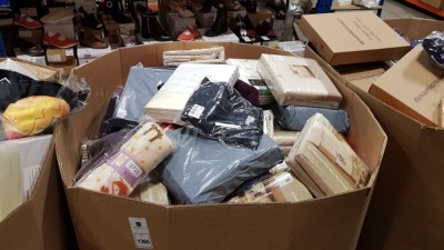 FULL PALLET OF HOMEWARE CONTAINIING BED RUNNERS, FLEECE BLANKET, PILLOW PROTECTOR AND T SHIRTS ETC
