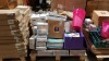 FULL EDUCATIONAL PALLET CONTAINING FOAM ERASERS, TE4EA LIGHT STANDS, EDUCATIONAL BOOKS, PIGGY BANKS, PAINT AND BINS ETC