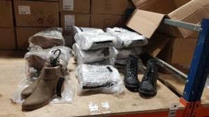 20 + PIECEMIXED SHOE LOT CONTAINING F&F BOOTS (BLACK AND BROWN)
