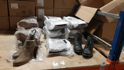20 + PIECEMIXED SHOE LOT CONTAINING F&F BOOTS (BLACK AND BROWN)