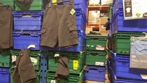 £400 MIN RETAIL VALUE OF CHILDRENS PANTS AND SHORTS IN VARIOUS STYLES AND SIZES IN 5 TRAYS (NOT INCLUDED)