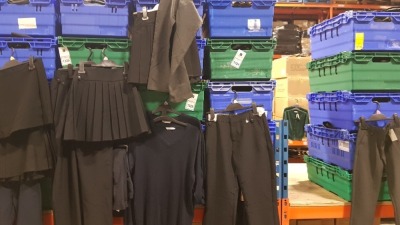 £400 MIN RETAIL VALUE OF CHILDRENS SKIRTS, JUMPERS AND PANTS IN VARIOUS STYLES AND SIZES IN 5 TRAYS (NOT INCLUDED)