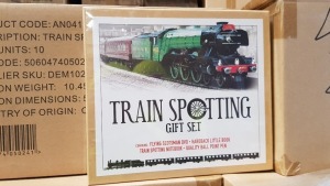 210 X BRAND NEW TRAINSPOTTING GIFT SET CONTAINS FLYING SCOTTSMAN DVD, HARD BACK BOOK AND A QUALITY BALL POINT PEN