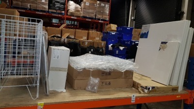 MIXED LOT CONTAINING METAL CRATES, LEAFLET DISPENSERS AND LARGE ARTISTS CANVAS ETC
