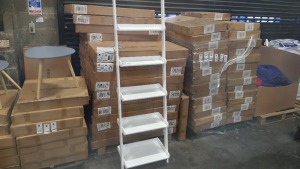 6 X BRAND NEW (CHARLES JACOBS) 5 TIER LADDER SHELVING UNIT IN WHITE (CJ-SHLF-001-WHI)