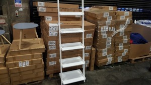 6 X BRAND NEW (CHARLES JACOBS) 5 TIER LADDER SHELVING UNIT IN WHITE (CJ-SHLF-001-WHI)