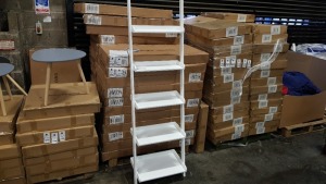6 X BRAND NEW (CHARLES JACOBS) 5 TIER LADDER SHELVING UNIT IN WHITE (CJ-SHLF-001-WHI)