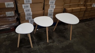6 X BRAND NEW (CHARLES JACOBS) SET OF 3 NESTING TABLES IN WHITE (PRODUCT CODE - (CJ-NST-001-WHI)