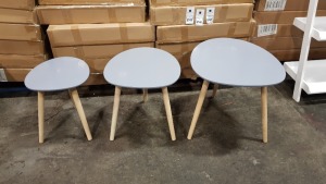 9 X BRAND NEW (CHARLES JACOBS) SET OF 3 NESTING TABLES IN GREY (PRODUCT CODE - (CJ-NST-00-GRY)