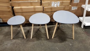 9 X BRAND NEW (CHARLES JACOBS) SET OF 3 NESTING TABLES IN GREY (PRODUCT CODE - (CJ-NST-00-GRY)