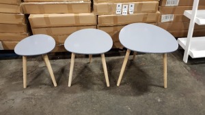 9 X BRAND NEW (CHARLES JACOBS) SET OF 3 NESTING TABLES IN GREY (PRODUCT CODE - (CJ-NST-00-GRY)