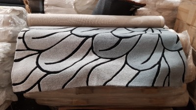 4 X BRAND NEW BLUE FLOWER WOOL RUG SIZE 160 X 230