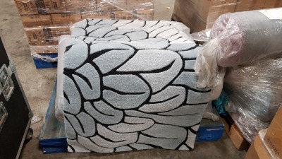8 X BRAND NEW BLUE FLOWER WOOL RUG 80 X 150 CM