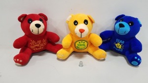 30 X BRAND NEW SOFT PLUSH TEDDY BEARS - IN 3 ASSORTED COLOURS - TO ENCOURAGE CHILDREN - IN 3 CARTONS