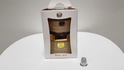 6 X BRAND NEW BOXED KEDMA SPA KIT CONTAINING 200G GOLD BODY BUTTER WITH DEAD SEA MINERALS AND SHEA BUTTER AND 500G GOLD BODY SCRUB WITH DEAD SEA MINERALS AND NATURAL OILS. TRRP $1,440.00