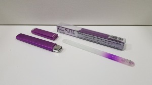 120 X BRAND NEW PURPLE GLASS NAIL FILE IN DISPLAY CASE - IN ONE BOX - (SWMEDHV8ACE) - ORIG RRP £15 EACH