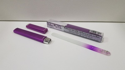 120 X BRAND NEW PURPLE GLASS NAIL FILE IN DISPLAY CASE - IN ONE BOX - (SWMEDHV8ACE) - ORIG RRP £15 EACH