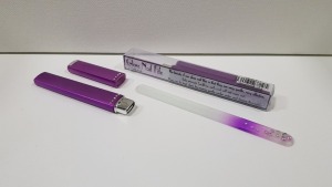 120 X BRAND NEW PURPLE GLASS NAIL FILE IN DISPLAY CASE - IN ONE BOX - (SWMEDHV8ACE) - ORIG RRP £15 EACH