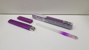 120 X BRAND NEW PURPLE GLASS NAIL FILE IN DISPLAY CASE - IN ONE BOX - (SWMEDHV8ACE) - ORIG RRP £15 EACH