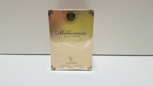 60 X BRAND NEW BOXED DESIGNER FRENCH COLLECTION 100ML MILLIONAIRE POUR FEMME EAU DE PARFUM.