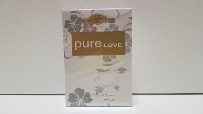 50 X BRAND NEW BOXED DESIGNER FRENCH COLLECTION 100ML PURE LOVE EAU DE PARFUM.