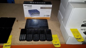 7 PIECE MIXED LOT CONTAINING NETGEAR PROSAFE 5- PORT GIGABIT DESKTOP SWITCH, AMAZON KINDLE AND 5 PHONES INCLUDING ALCATEL AND NOKIA