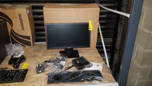 COMPUTER LOT CONTAINING DELL FLAT PANEL MONITOR, KEYBOARD,DELL PERSONAL COMPUTER MODEL D12U, ALL WIRES - BOXES INCLUDED (PLEASE NOT THIS ITEM IS RETURNED)