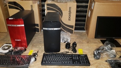 COMPUTER LOT CONTAINING ASUS ZOOSTORM MODEL 7200-0207/B, ASUS ZOOSTORM KEYBOARD AND MOUSE, QUICK START GUIDE, ALL WIRES - BOXES INCLUDED (PLEASE NOT THIS ITEM IS RETURNED)