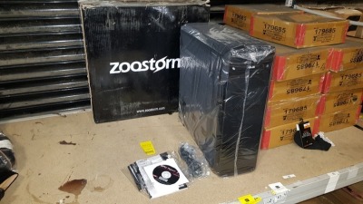 COMPUTER LOT CONTAINING ASUS ZOOSTORM MODEL E-GREEN PC MODEL 7200-5325/A, GPU TWEEK AND DRIVER (GRAPHIC CARD), ALL WIRES - BOXES INCLUDED (PLEASE NOT THIS ITEM IS RETURNED)