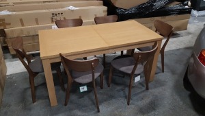 BRAND NEW EXTENDING DINING TABLE 160-200CM AND SET OF 8 MERRICK WALLNUT CHARCOAL CHAIRS