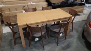 BRAND NEW EXTENDING DINING TABLE 160-200CM AND SET OF 8 MERRICK WALLNUT CHARCOAL CHAIRS