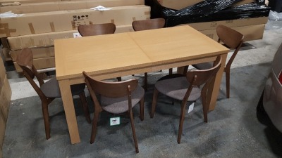 BRAND NEW EXTENDING DINING TABLE 160-200CM AND SET OF 6 MERRICK WALLNUT CHARCOAL CHAIRS