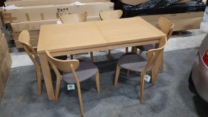 BRAND NEW EXTENDING DINING TABLE 160-200CM AND SET OF 6 MERRICK OAK CHARCOAL CHAIRS