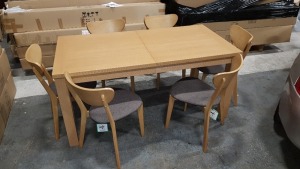 BRAND NEW EXTENDING DINING TABLE 160-200CM AND SET OF 6 MERRICK OAK CHARCOAL CHAIRS