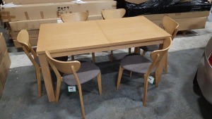 BRAND NEW EXTENDING DINING TABLE 160-200CM AND SET OF 6 MERRICK OAK CHARCOAL CHAIRS