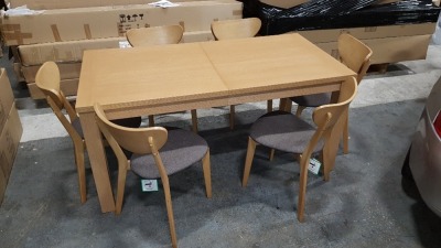 BRAND NEW EXTENDING DINING TABLE 160-200CM AND SET OF 6 MERRICK OAK CHARCOAL CHAIRS