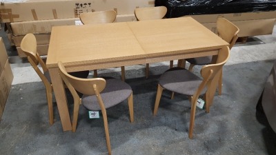 BRAND NEW EXTENDING DINING TABLE 160-200CM AND SET OF 6 MERRICK OAK CHARCOAL CHAIRS INCLUDES 1 SAMPLE PRE BUILT