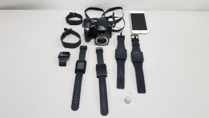 7 SMART WATCHES MAKES INCLUDE SONY, TOMTOM, PEBBLE, FITBIT, IPHONE 6 + KODAK CAMERA ALL FOR SPARES