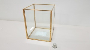 70 X BRAND NEW SMALL CUBE COPPER FRAMED CANDLE HOLDERS IN 9 BOXES