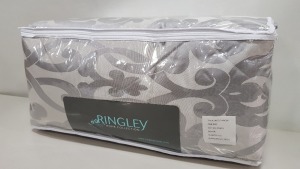 12 X BRAND NEW RINGLEYS LUXURY COLLECTION OF QUILTED THROWS IN VARIOUS COLOURS IE SILVER, BLACK AND LILAC 244 X 264CM