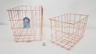 24 X BRAND NEW SET OF 2 METAL COPPER BASKETS IN 6 BOXES