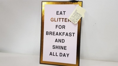 552 X BRAND NEW GOLD FOIL PLAQUE "EAT GLITTER FOR BREAKFAST AND SHINE ALL DAY"