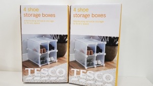 36 X BRAND NEW 4 SHOE STORAGE BOXES INTERLOCKING VERSATILE STORAGE