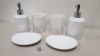 70 X BRAND NEW SET OF MARBLE SOAP DISPENSER, SOAP PLATE AND TOOTHBRUSH HOLDER