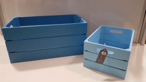 7 X BRAND NEW LARGE BLUE CRATE AND 1 X BRAND NEW MEDIUM BLUE CRATE