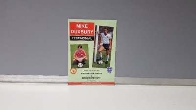 1 X ORIGINAL (MIKE DUXBURY) TESTIMONIAL PROGRAMME - MANCHESTER UNITED VS MANCHESTER CITY - SUNDAY 13TH AUGUST 1989 IN NEAR MINT CONDITION
