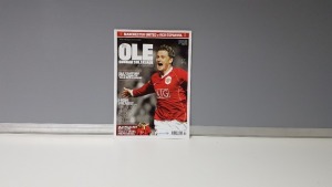 1 X ORIGINAL (OLE GUNNAR SOLSKJAER) TESTIMONIAL PROGRAMME - MANCHESTER UNITED VS RCD ESPANYOL - 2ND AUGUST 2008 IN NEAR MINT CONDITION