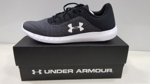 7 X BRAND NEW UNDER ARMOUR MOJO TRAINERS, BLACK/GREY AND WHITE SIZE UK9.5 - RRP £38pp